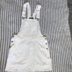 Forever 21 White Overall Denim Dress Sz S